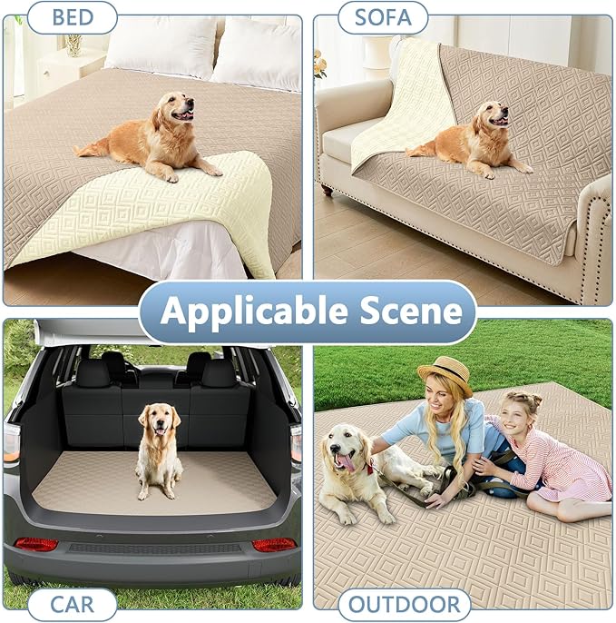 hyha Waterproof Dog Blanket, Soft Pet Bed Blankets, Waterproof Sofa Couch Cover for Dogs Washable, Reversible Pet Couch Covers for Sofa Furniture (30x80 Inch, Taupe/Beige)