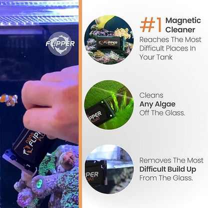 FLIPPER Nano Magnetic Aquarium Cleaner, 2 in 1 Flip Scrubber and Scraper with Strong Rare Earth Magnets for Algae Removal on Glass Tanks up to 1/4 inch (6 mm), for Freshwater and Saltwater Aquariums