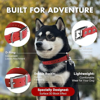 4.2FT Dog Collar and Leash Set, PVC Waterproof Adjustable Odor Proof Pet Collars Leashes, Easy to Clean, Surface 3D Cube Effect, Dog Leash for Small Dogs, Dark Red