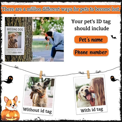 Personalized Pet Tags for Dog Cat, Custom Halloween ID Tags for Dogs, Dog Name Tags Engraved for Pets, Boo Basket Stuffers, Halloween Gifts for Dogs Lovers (Ghost)