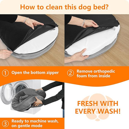 Dwanton Orthopedic Dog Bed for Extra Large Dogs with Gel Memory Foam, Waterproof Dog Sofa, Washable Pet Bed with Four Sided Bolster Cushion, Removable Cover & Non-Slip Bottom, 45", Medium Gray
