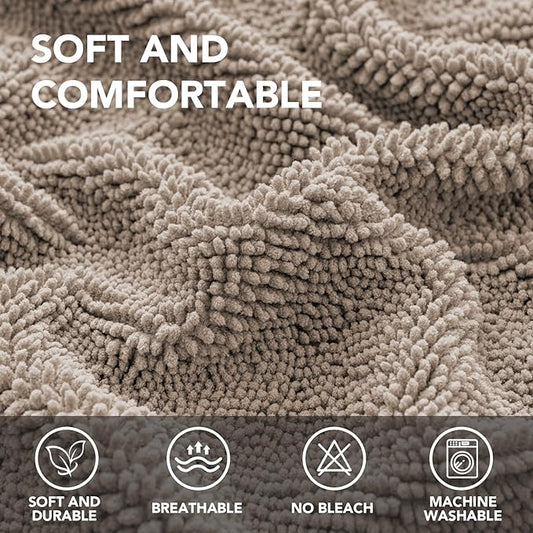 H.VERSAILTEX Non Slip Pet Couch Cover Chenille Dog Bed Protector Thick Soft Sofa Slipcover Pet Friendly Washable Couch Cushion Covers for Pets (30" x 53", Taupe)