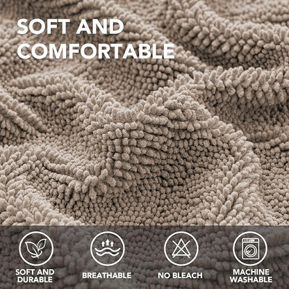 H.VERSAILTEX Non Slip Pet Couch Cover Chenille Dog Bed Protector Thick Soft Sofa Slipcover Pet Friendly Washable Couch Cushion Covers for Pets (52" x 82", Taupe)