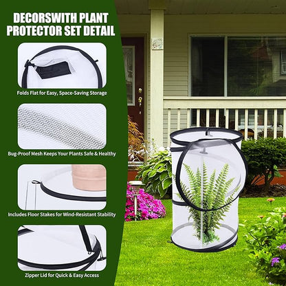 Plant Covers from Animals 20" H X 13" D, 4 PCS Garden Covers Cloches to Keep Animals Out for Outdoor Plants Protectors