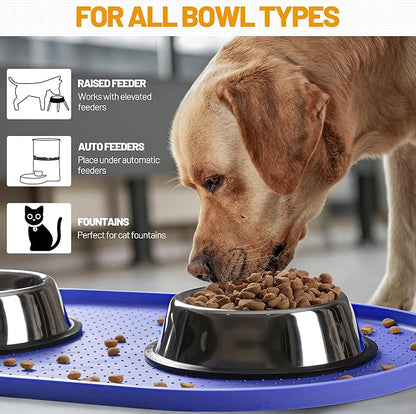 Hubulk 100% Waterproof Silicone Pet Feeding Mat with Raised Edge for Food and Water, Dog Bowl Mats, Cat Bowls Placemat with High Lip Protects Floor for Cats and Dogs (Purple, 32" L x 24" W)