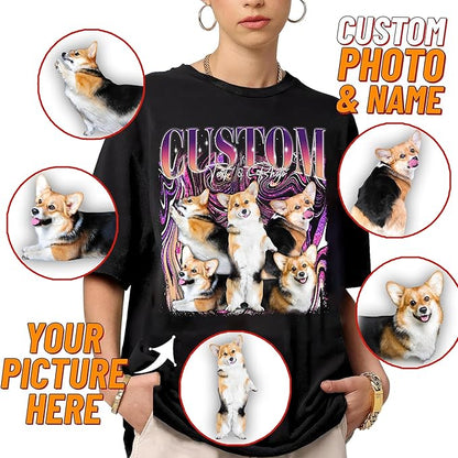 NAZENTI Custom Bootleg Rap Tee, Custom T-Shirts with Picture, Retro Custom Bootleg, Valentine's Gifts for Him Her