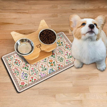Absorbent Pet Dog Bowl Mat for Food and Water, Pet Cat Food Feeding Mat with Non Slip Rubber Backing, Dog Food Mats for Floors Waterproof, 24"x32"