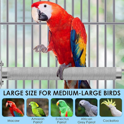 KATUMO Conure Perch - Stainless Steel Bird Stand Rough-surfaced Branch for Small Birds (6 x 0.7 inch)