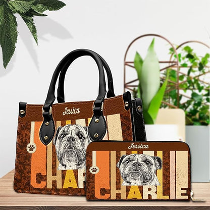 Personalized Pet Mom Leather Handbag – Custom Name Dog Cat Photo Purse, Pet Lover Gifts for Women, Christmas