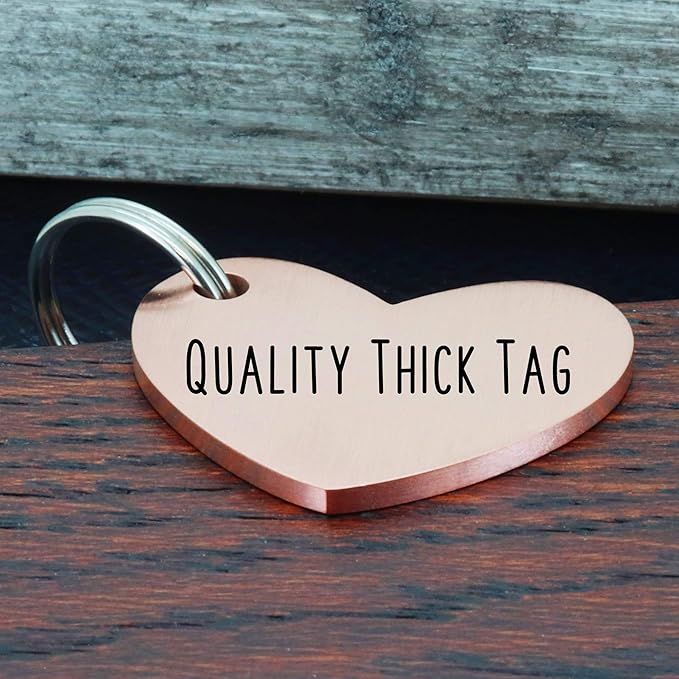 Ultra Joys Custom, Personalized Pet ID Tag, for Dogs, Brushed Stainless Steel Heart Dog Tag Rose Gold Medium
