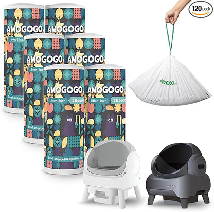120 Pack Litter Bags Compatible with Neakasa M1 & PetPivot & wozhio & Open-X AutoScooper 11 Open-Top Self-Cleaning Cat Litter Box, Replaced Waste Bags, Litter Box Liner, 27" x 13"