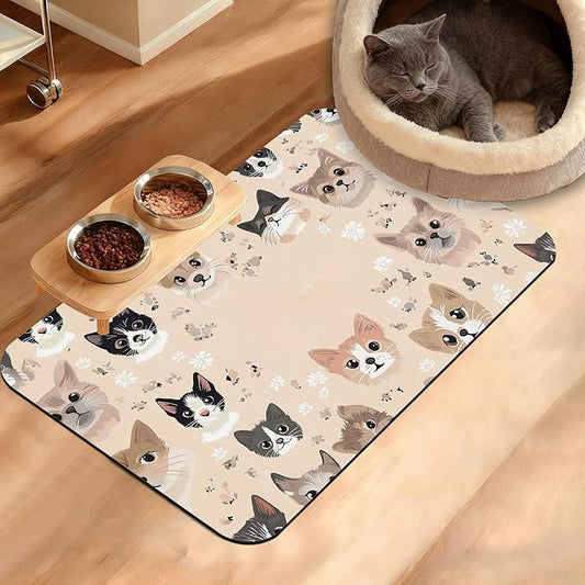 Pet Feeding Mat,Pet Photo Absorbent Dog Cat Food Mat Dog Mat with Rubber Backing,Non-Slip Water Bowl Placemat,Pet Supplies 16" x 24"