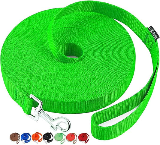 AmaGood Dog/Puppy Obedience Recall Training Agility Lead-15 ft 20 ft 30 ft 50 ft Long Leash-for Dog Training,Recall,Play,Safety,Camping (15feet,Green)