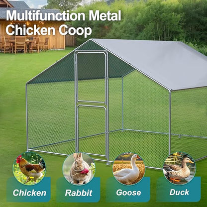 Large Chicken Coop, Chicken Coops for 10 Chickens, Chicken Runs for Yard with Water Poof & UV Resistance Cover, Spire Roof Chicken Coop Run with Double Lockable Doors for Outdoor Backyard