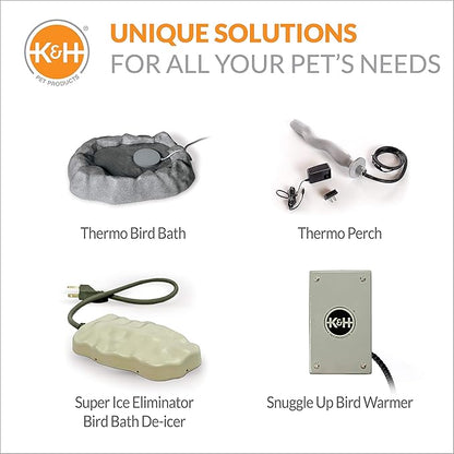 K&H Pet Products Snuggle-Up Bird Cage Heater, Bird Cage Accessory, Exotic Avian Warming Panel for Small Exotics Like Parakeet, Cockatiel, Canary - Small 5 X 3in Gray 12V