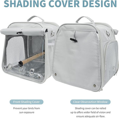 Small Bird Carrier Bag, Portable Travel Parrot Parakeet Carrier Cage with Perch and Easy Clean Tray, Lightweight Bird Backpack for Vet Visit Shopping and Outdoor Adventure