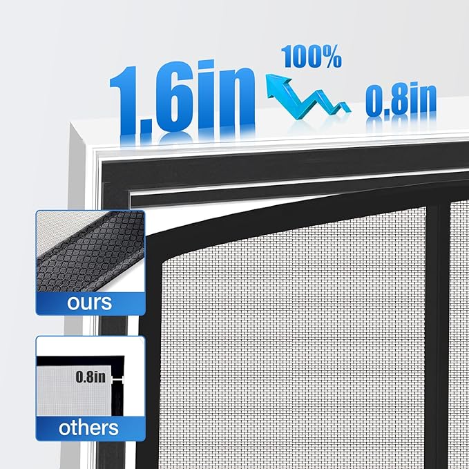 Magnetic Screen Door Upgraded PET Mesh Stronger Than Fiberglass and Polyester,Hands Free,Keeps Bugs Out,Pet & Kid Friendly,Suitable for Sliding Door,Large Patio Door and French Door-60''x96''