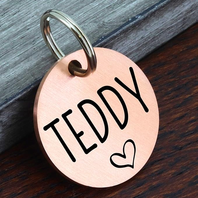 Ultra Joys Dog ID Tag, Custom Dog Tag Personalized Cat Tag, Pet ID Tag, Brushed Stainless Steel Round Dog Tag Rose Gold Large