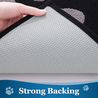 Buganda Dog Door Mat for Muddy Paws, Absorbent Dirt Trapper Washable Indoor Doormats, Non Slip Low-Profile Mud Mat for Dogs, Front Entrance Doormat for Inside Floor (70x24 Inches, Black and Grey)
