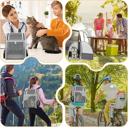 Cat Backpack Carrier Large Pet Backpack for Small Dog Medium Cat Puppy Kitten Bunny up to 15lbs, Ventilated Mesh Dog Collapsible Travel Backpack for Hiking Walking Outdoor