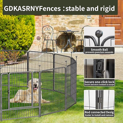 Dog Playpen,32/40/45 Inch Height in Heavy Duty, Folding Indoor Outdoor Anti-Rust Dog Exercise Fence, Portable Pet Playpen with Door for Large Medium Small Dogs and Pet (40 Panels, 45 Inch) Silver