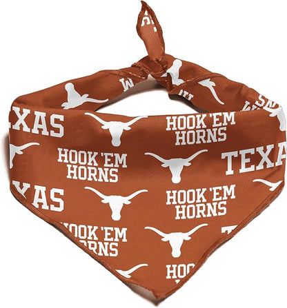 Texas Longhorns Officially Licensed Bandana for Dogs and Cats | Fits Pets Great Gift Idea | Easy-to-Tie (Small, 13")