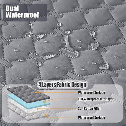 Smiry Waterproof Dog Bed Cover Blanket, Soft Reversible Pet Blanket, Washable Leakproof Cats Dogs Couch Cover for Sofa, Couch, Furniture (82x120 Inch, Grey/Light Grey)