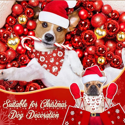 Abbylike 50 Pcs Valentines Day Dog Bandanas Bulk Red and White Polka Dots Stripes Bandanas for Dogs Triangle Kerchief Bibs Scarf for Pet Romantic Costume Photo Props Accessories(19.7 x 13.8 x 13.8)
