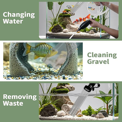4.3ft Fish Tank Cleaner Aquarium Siphon Gravel Vacuum for Aquarium Fish Tank Changing Water Cleaning Gravel and & Sand