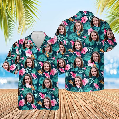 DILYPOD Custom Hawaiian Shirt with Face, Personalized Button Down Hawaiian Shirts for Men, Women, Photo Hawaiians Shirt