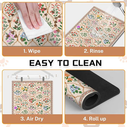 Absorbent Pet Dog Bowl Mat for Food and Water, Pet Cat Food Feeding Mat with Non Slip Rubber Backing, Dog Food Mats for Floors Waterproof, 12"x20"