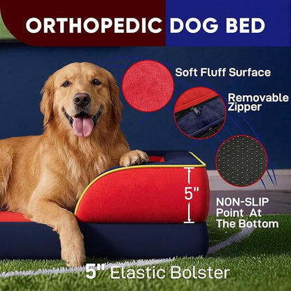 Comfort Expression Orthopedic Dog Bed for Extra Large Dogs 45x35 Inch, Waterproof Egg Crate Foam XL Pet Bed with Removable Bolsters, Dog Couch with Washable Cover & Non-Slip Bottom, Kansas
