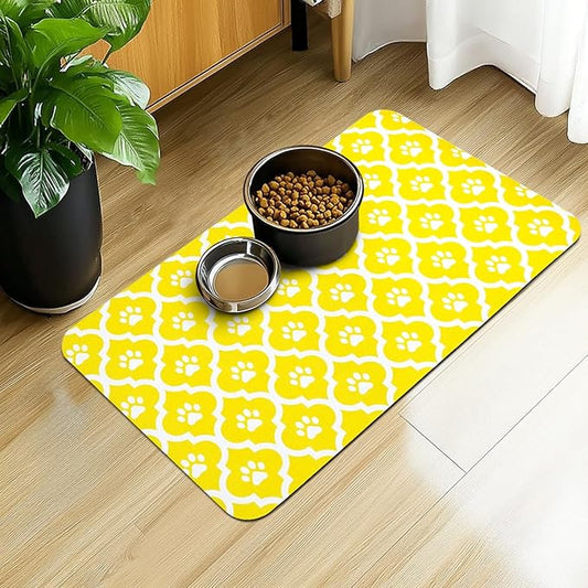Dog Food Mat 24X32 Inch Pet Feeding Absorbent Mats for Floor Cat Water Bowl Placemats Non-Slip Washable Dog Mat for Food and Water