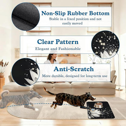Magic White Lotus Pet Feeding Mat–Christmas Stocking Quick Dry Absorbent Dog Cat Food Mat, Non Slip Waterproof Bowl Placemat for Messy Eaters, Pet Accessories for Floors 12"x20"