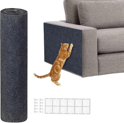 Carpet 78.7"x15.8" Trimmable Cat Scratching Mat for Furniture Protector,Versatile Self-Adhesive Anti Cat Scratch Pad for Couch Protection&Cat Scratcher Tree/Post/Wall/Board/Twine Replacement