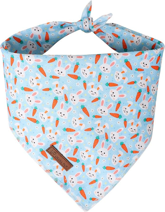 Easter Dog Bandana, Easter Triangle Bid Scarf for Small Medium Dog, Cotton Pet Kerchief for Girl Boy Dogs or Cats, Cute Carrot & Bunny Dog Bandana, Comfortable Easter Dog Bandana
