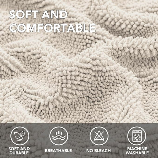 H.VERSAILTEX Non Slip Pet Couch Cover Chenille Dog Bed Protector Thick Soft Sofa Slipcover Pet Friendly Washable Couch Cushion Covers for Pets (30" x 70", Oatmeal)