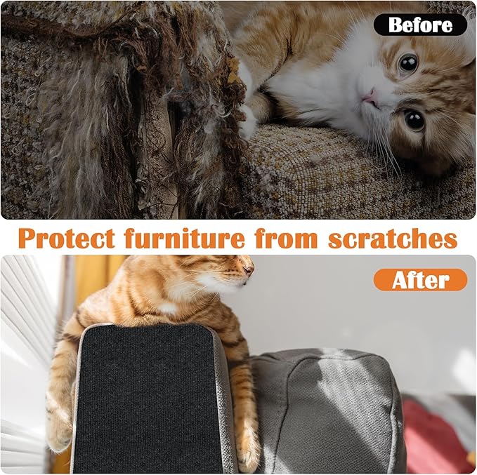 Cat Scratch Furniture Protector - 138" x 15.8" Trimmable Self-Adhesive Cats Claws Scratch Pads, DIY Cat Climbing Couch Protector for Scratch Post Cat Tree Replacement Indoor (Black)