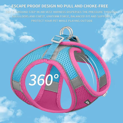 AIITLE Small Harness for Puppy with A Leash - Dog Vest Harness with Super Breathable Mesh, Reflective No-Pull Pet Harness for Outdoor Walking, Running for Small Dogs, Cats Hot Pink XXS