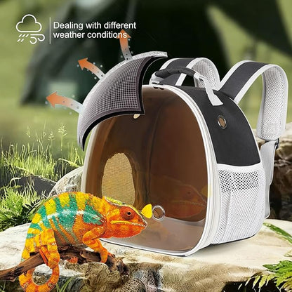 Bearded Dragon Travel Backpack with Harness and Leash Set,Lizard Backpack Travel Carrier,Space Capsule Clear Bubble Window Astronaut Reptile Carrier Backpack, Airline Approved