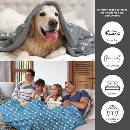 Personalized Dog Blanket, Customized Pet Blankets with Name Picture, Throw Blanket for Small Medium Large Dog Puppy Cat
