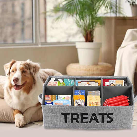 Dog Treat Container Storage Basket pet Food Storage containers Great for organizing Food Treats Snack for pet Dogs Cats Birds Animal Gray