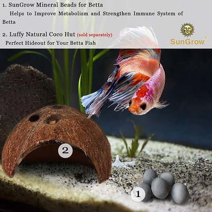SunGrow Betta Balls, Water Conditioner with Over 30 Beneficial Elements for Tropical Fish, Freshwater Fish Tank pH Balance Decor, 0.3” Betta Fish Tank Accessories, 10 Pcs per Pack