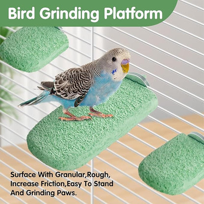 3Pcs Beak Grinder for Birds: Parakeet Beak Grinding Stone&Nail Trimming Perch-Flat Perches for Bird Cages,Budgie Cage Accessories