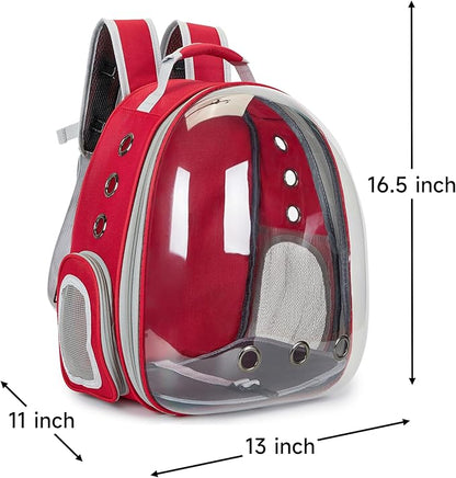 Cat Bubble Backpack Carrier for Small Medium Dogs Cats Carrying Bag, Airline Approved Pet Travel Carrying Bag Dog Hiking Walking Outdoor Backpack (Red)
