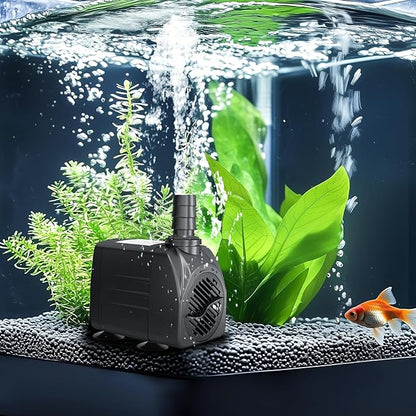 GROWNEER 550GPH Submersible Pump 30W Fountain Water Pump, 2000L/H, with 7.2ft High Lift, 3 Nozzles for Aquarium, Fish Tank, Pond, Hydroponics, Statuary (Pack of 2)