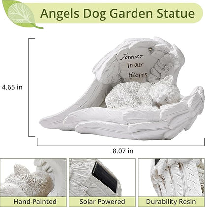 Pet Cat Solar Garden Memorial Statue – Outdoor Resin Angel Kitty with Solar Light, Guardian Angel Kitten Memorial Gift for Patio, Lawn, Yard, or Garden Christmas Decor