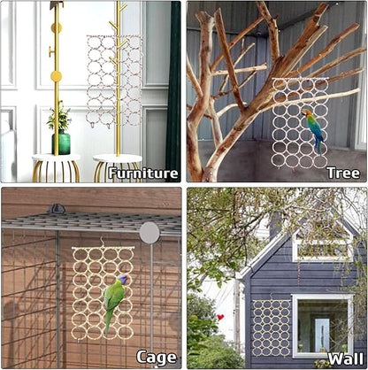 BNOSDM 2 Packs Bird Hemp Rope Net Swing Climbing Rope Net for Birds Parrot Ladder Macaw Hanging Hammock Activity Toy for Rats Parakeet Cockatiel Cockatoo Conure African Grey Budgie