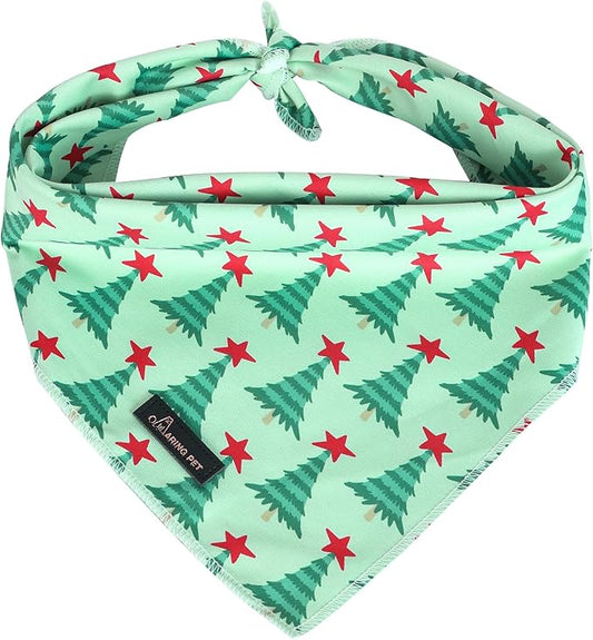 ARING PET Christmas Dog Bandanas, Green Christmas Tree Holiday Pet Bandana Scarf Triangle Bibs for Puppy Small Medium Large Boy Girl Dogs Cats-L