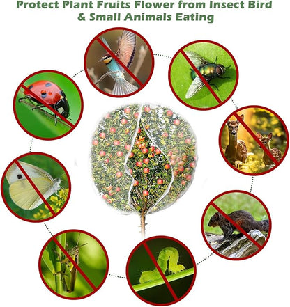 8 x 8ft Large Fruits Tree Netting, Garden Mesh Insect Tree Cover with Zipper Drawstring Bird Barrier Net Plant Bags Blueberry Bushes Protection Plant Cover for Prevent Animals Deer Squirrel Bug